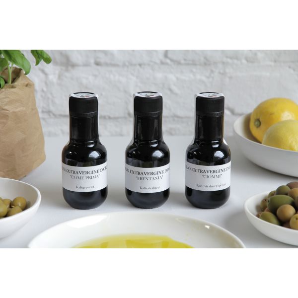 OLIVE OIL TASTING-SET, italian olive oil virgin extra (3x 100 ml), Famiglia Mirretta-Barone